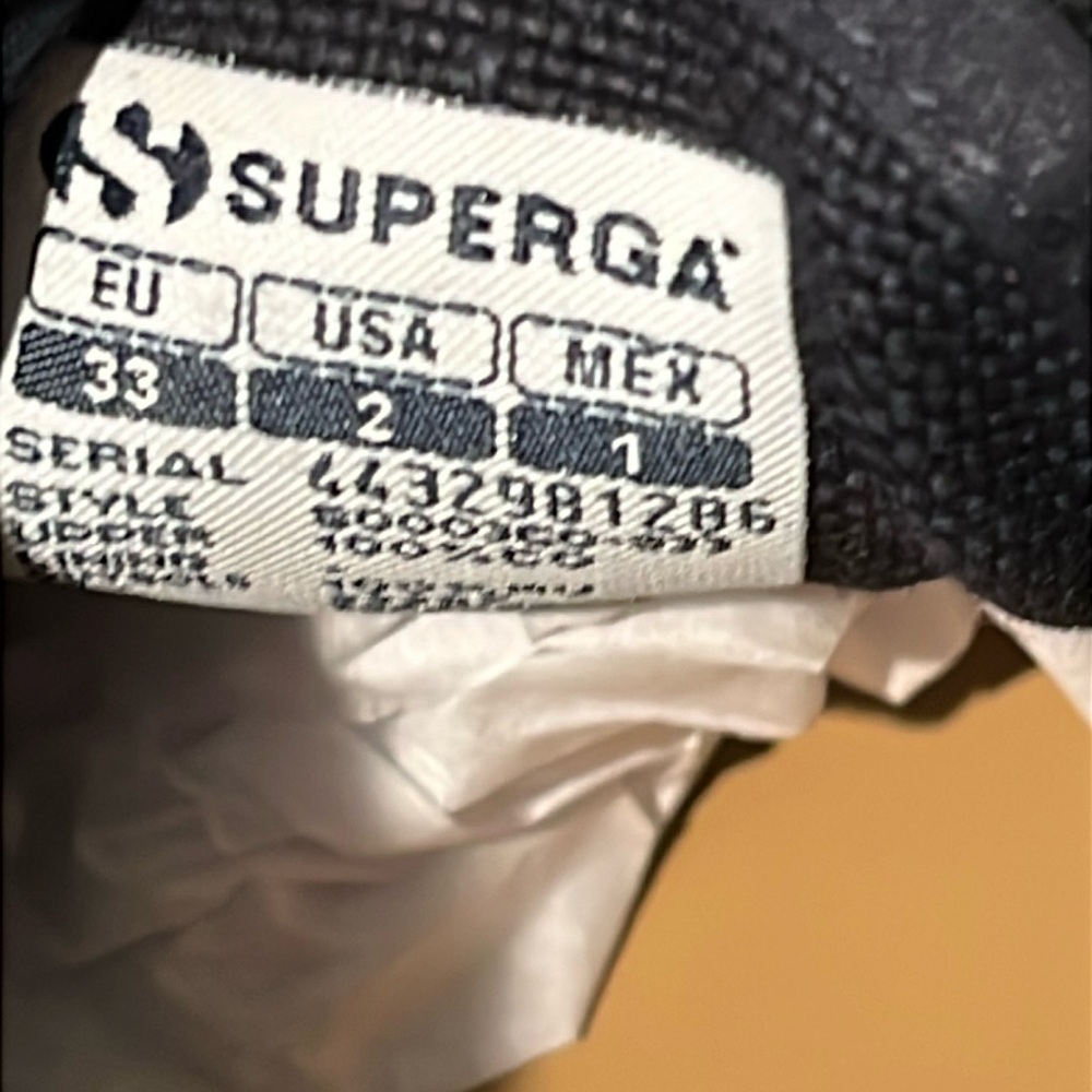 SUPERGA COTU 2750 Canvas Casual Sneakers Kids 2 Classic Navy  Sneakers Like New - Picture 9 of 9